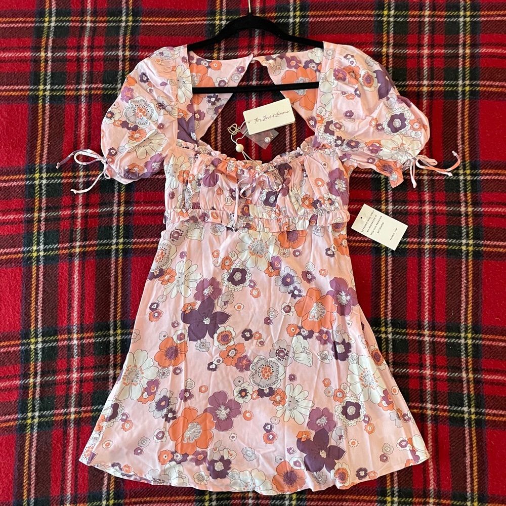 For Love & Lemons Magnolia Mini Dress Pink NWT